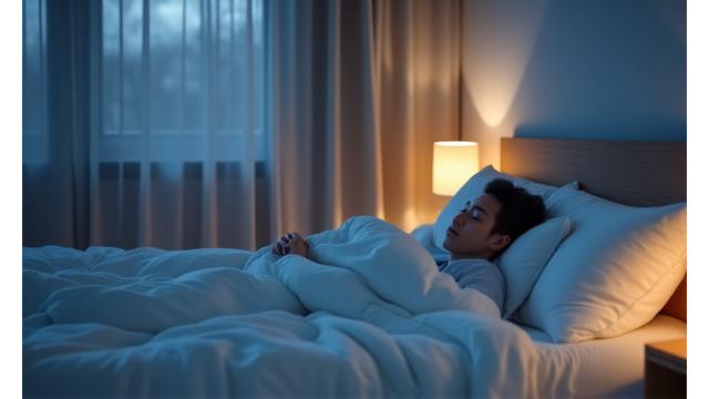 Person peacefully sleeping in a calm room, depicting sleep optimization.