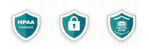 Security and privacy certification badges, like HIPAA compliant, data encryption, certified secure