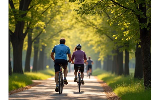 People jogging on a tree-lined path in West Philadelphia park.