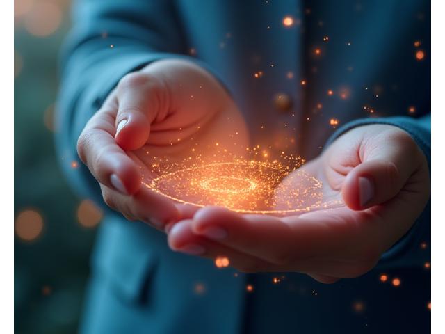 Illustration of hands carefully holding and sorting data points, symbolizing responsible data management and user control.